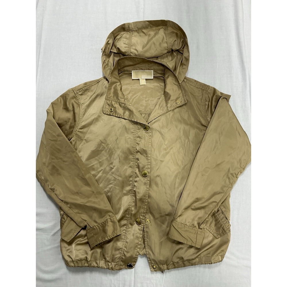 Michael Kors khaki basic hooded spring jacket/windbreaker size extra small